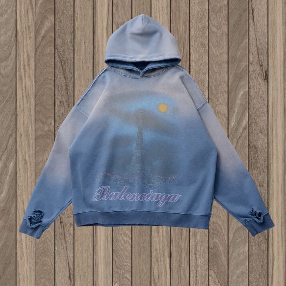 Balenciaga Light Blue Hooded Sweatshirt
